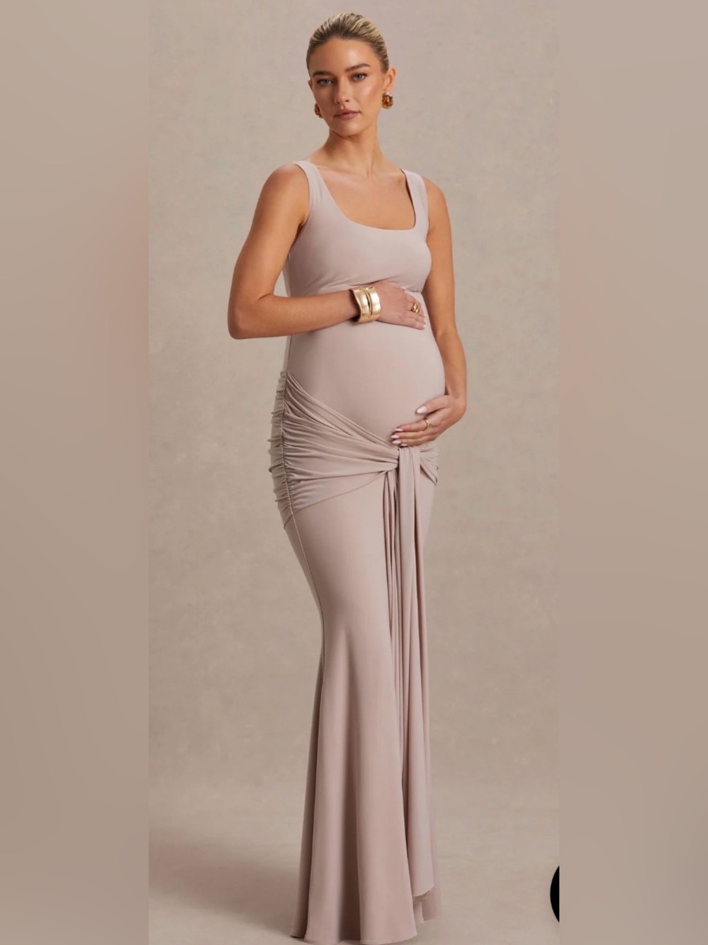 Club London - Bayline Nude Square-Neck Maternity Maxi